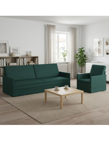 Set di divani 2 pcs Verde Scuro Tessuto