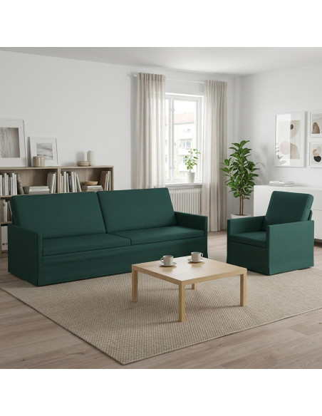 Set di divani 2 pcs Verde Scuro Tessuto