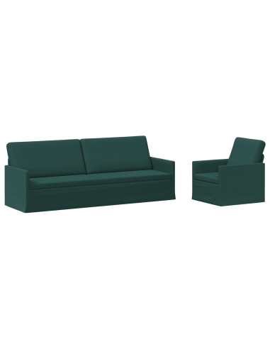 Set di divani 2 pcs Verde Scuro Tessuto