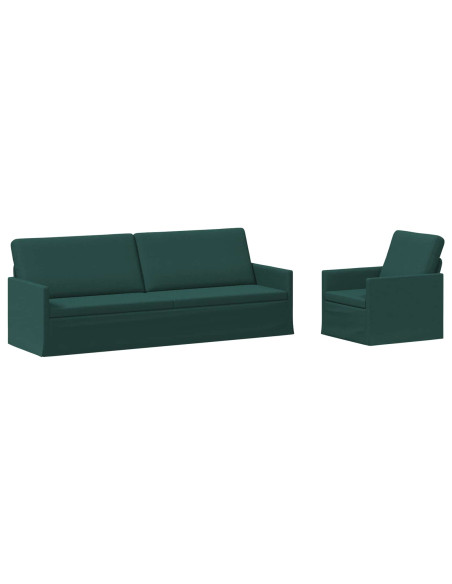 Set di divani 2 pcs Verde Scuro Tessuto