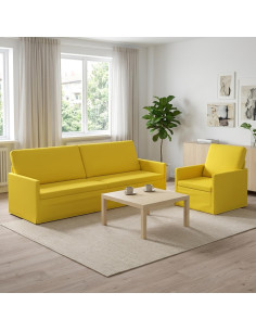 Set di divani 2 pcs Giallo Chiaro Tessuto