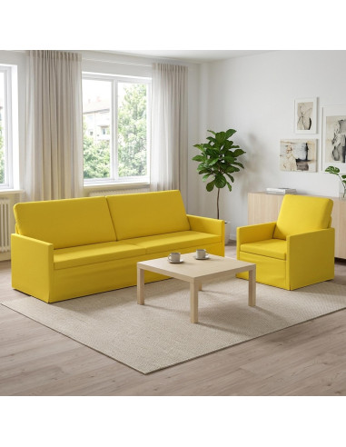 Set di divani 2 pcs Giallo Chiaro Tessuto