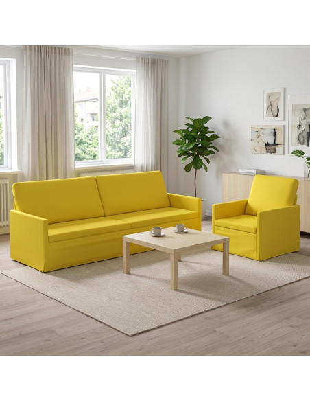 Set di divani 2 pcs Giallo Chiaro Tessuto