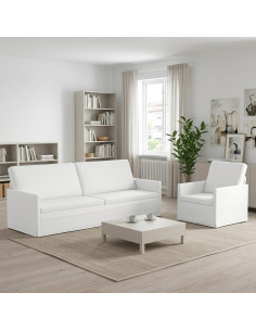 Set di divani 2 pcs Bianco Tessuto