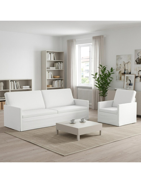 Set di divani 2 pcs Bianco Tessuto