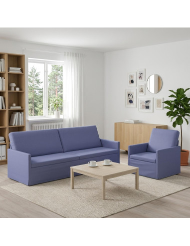 Set di divani 2 pcs Blu jeans Tessuto