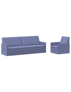 Set di divani 2 pcs Blu jeans Tessuto 2