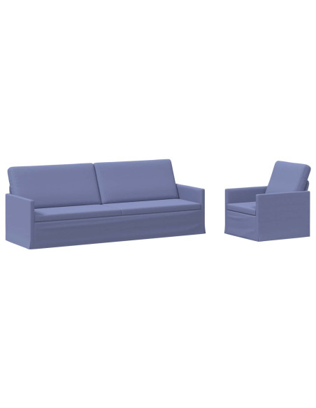 Set di divani 2 pcs Blu jeans Tessuto
