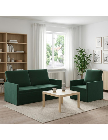 Set di divani 2 pcs Verde Scuro Velluto (V)