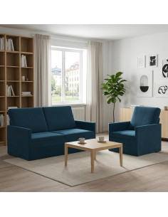 Set di divani 2 pcs Blu Velluto (V)