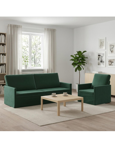 Set di divani 2 pcs Verde Scuro Velluto (V)