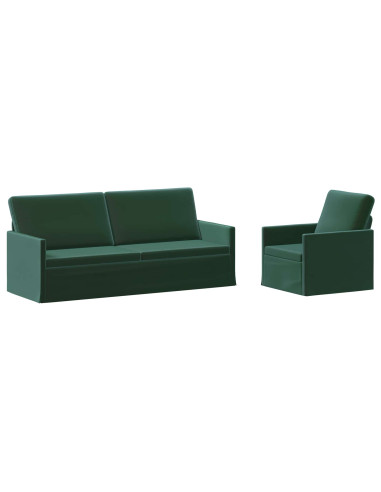 Set di divani 2 pcs Verde Scuro Velluto (V)