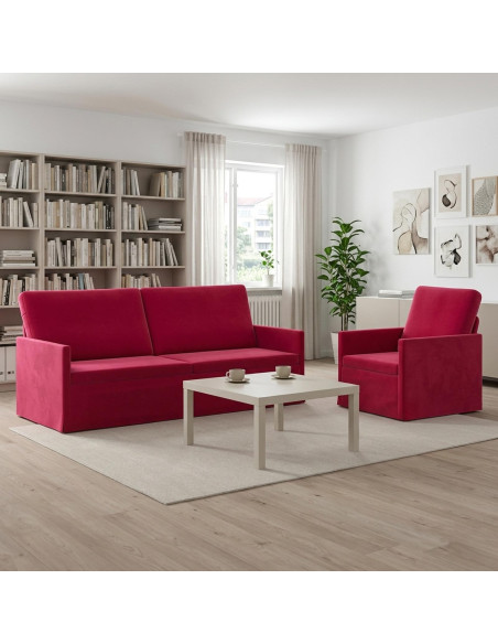 Set di divani 2 pcs Rosso Vino Velluto (V)