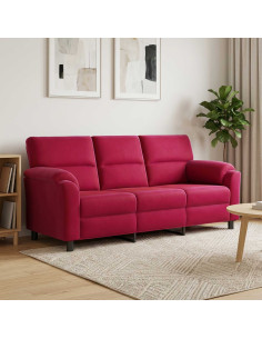 Divano Rosso Vino 214 x 85 x 93 cm Velluto