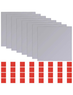 Specchi 8 pz Argento 20,5 x 20,5 x 0,4 cm Vetro di alta qualità 2
