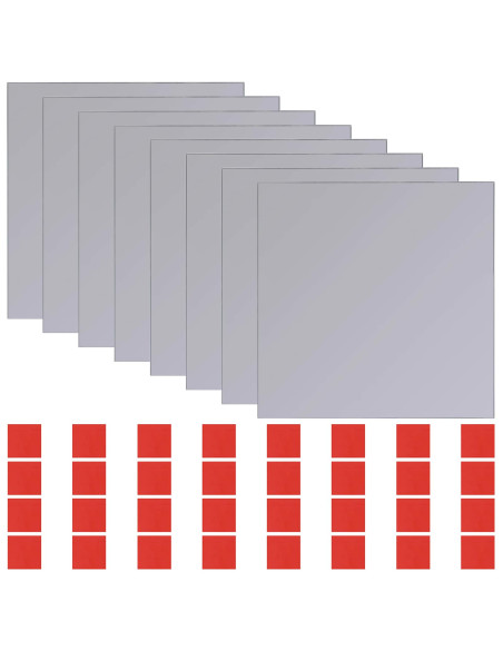 Specchi 8 pz Argento 20,5 x 20,5 x 0,4 cm Vetro di alta qualità