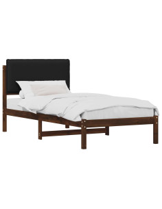 Letto con Testiera Rivestita Marrone scuro e Nero 100 x 200 cm 2