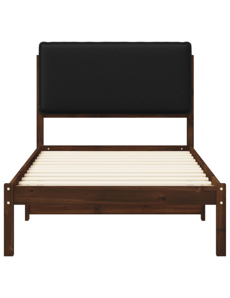 Letto con Testiera Rivestita Marrone scuro e Nero 100 x 200 cm