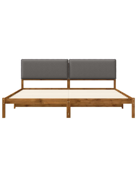 Letto con Testiera Rivestita Naturale e Grigio Chiaro