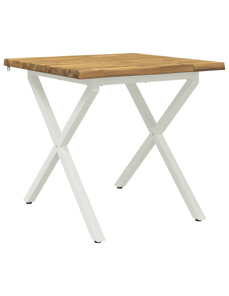 70 x 70 x 75 cm Legno di Acacia Massello Bianco Quadrato
