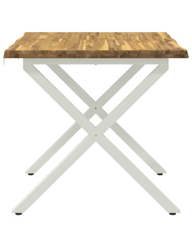 70 x 70 x 75 cm Legno di Acacia Massello Bianco Quadrato