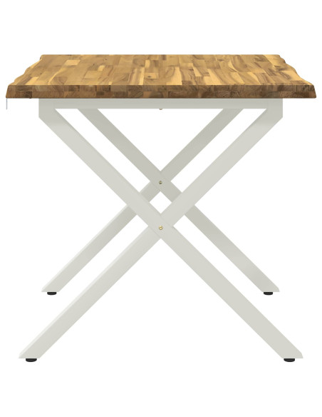 70 x 70 x 75 cm Legno di Acacia Massello Bianco Quadrato