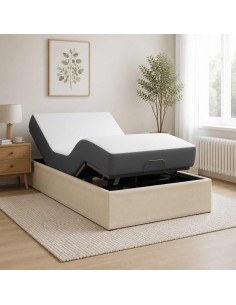 Telaio Letto Elettrico Regolabile Crema 200 x 70 x 33,5 cm