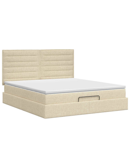 Letto ottomano con materasso Crema 160 x 200 cm Tessuto