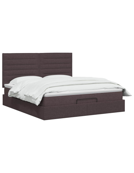 Letto ottomano con materasso Marrone Scuro 180 x 200 cm Tessuto