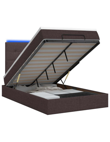 Letto Ottomano con Materasso e LED Marrone Scuro 120 x 200 cm