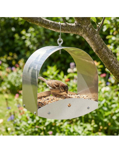 Mangiatoia per uccelli sospesa Acciaio Inox Argento