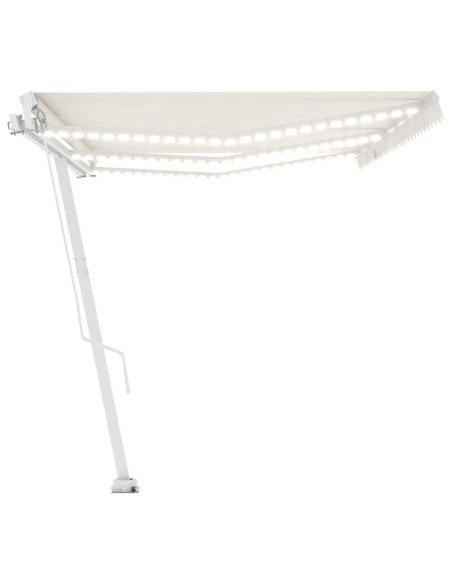 Tenda da Sole Retrattile Manuale con LED 600x300 cm Crema