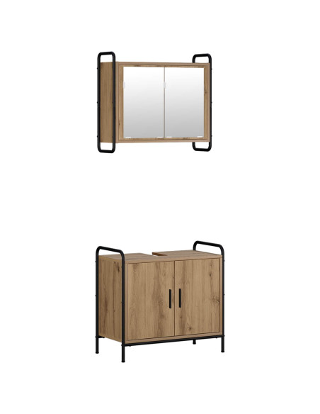 Set di Armadi da Bagno 2 pz Rovere Artigianale
