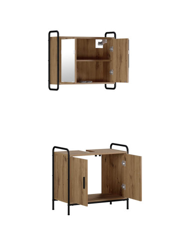 Set di Armadi da Bagno 2 pz Rovere Artigianale