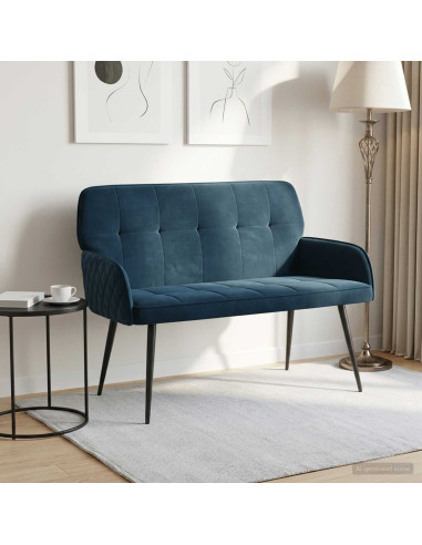 Divano a 2 posti con gambe in metallo 2 posto Blu Velluto