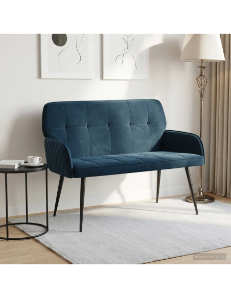 Divano a 2 posti con gambe in metallo 2 posto Blu Velluto