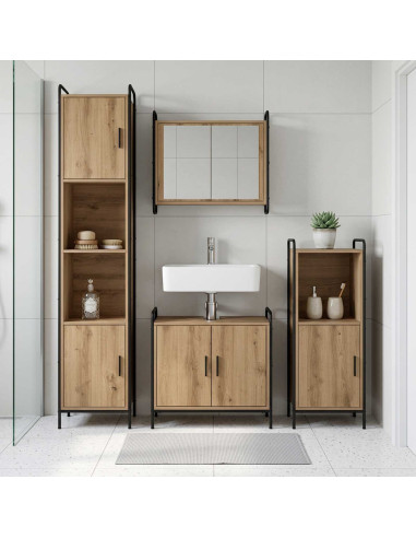 Set di Armadi da Bagno 3 pz Rovere Artigianale