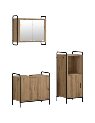 Set di Armadi da Bagno 3 pz Rovere Artigianale