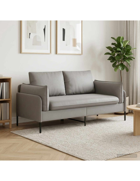 Divano a 2 Posti 2 posto Grigio Chiaro 188 x 81 x 89 cm Velluto