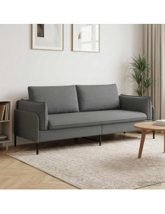 Divano 3-Persone Grigio Scuro 222 x 81 x 89 cm Tessuto