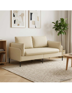 Divano a 2 Posti Crema 188 x 81 x 89 cm Tessuto