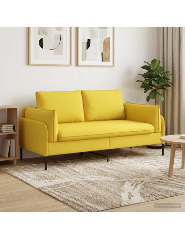 Divano a 2 Posti Giallo Chiaro 188 x 81 x 89 cm Tessuto