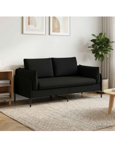 Divano a 2 Posti Nero 188 x 81 x 89 cm Tessuto