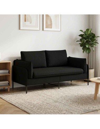 Divano a 2 Posti Nero 188 x 81 x 89 cm Tessuto