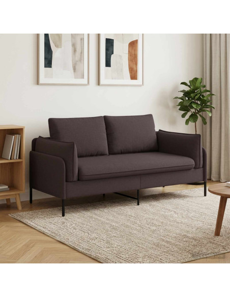 Divano a 2 Posti Marrone Scuro 188 x 81 x 89 cm Tessuto