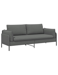 Divano 3-Persone Grigio Scuro 222 x 81 x 89 cm Tessuto 2
