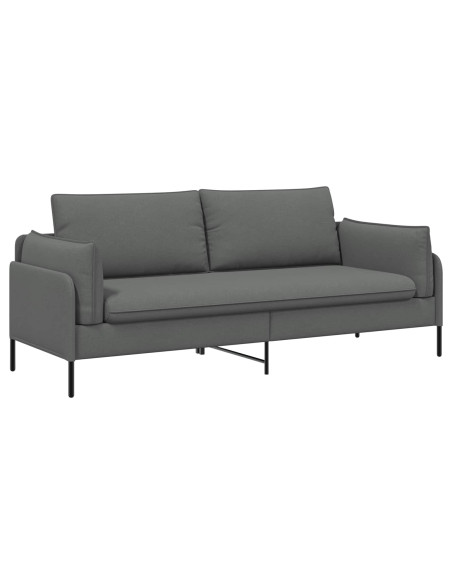 Divano 3-Persone Grigio Scuro 222 x 81 x 89 cm Tessuto