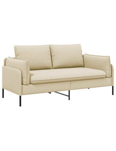 Divano a 2 Posti Crema 188 x 81 x 89 cm Tessuto 2