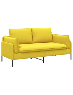 Divano a 2 Posti Giallo Chiaro 188 x 81 x 89 cm Tessuto 2