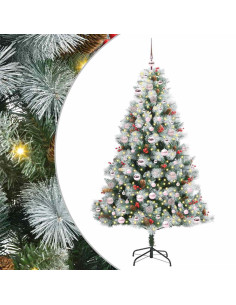 Albero di Natale artificiale Verde e bianco 180 cm 2